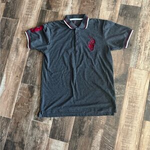 Ralph Lauren Polo Franky Man Dark Gray Shirt with Red Accents